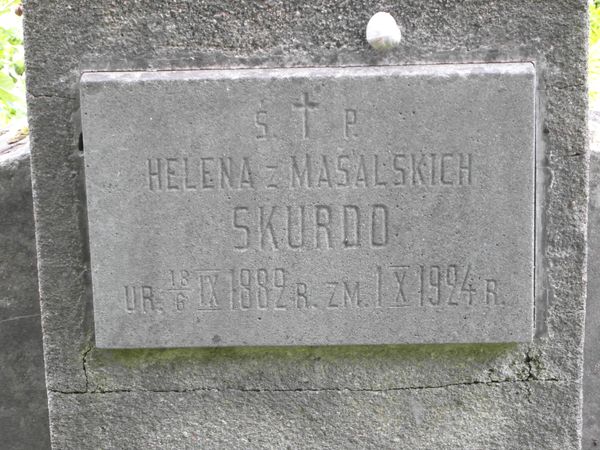 Inskrypcja grobowca Heleny Skurdo, cmentarz Na Rossie w Wilnie, stan z 2013