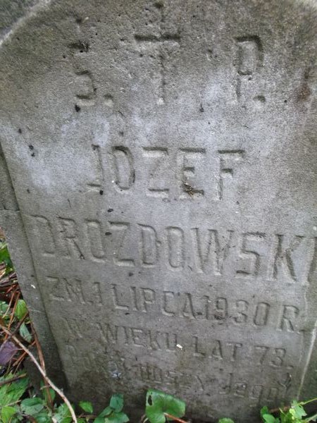 Tombstone of Jozef Drozdrowski, Ross cemetery in Vilnius, as of 2013.