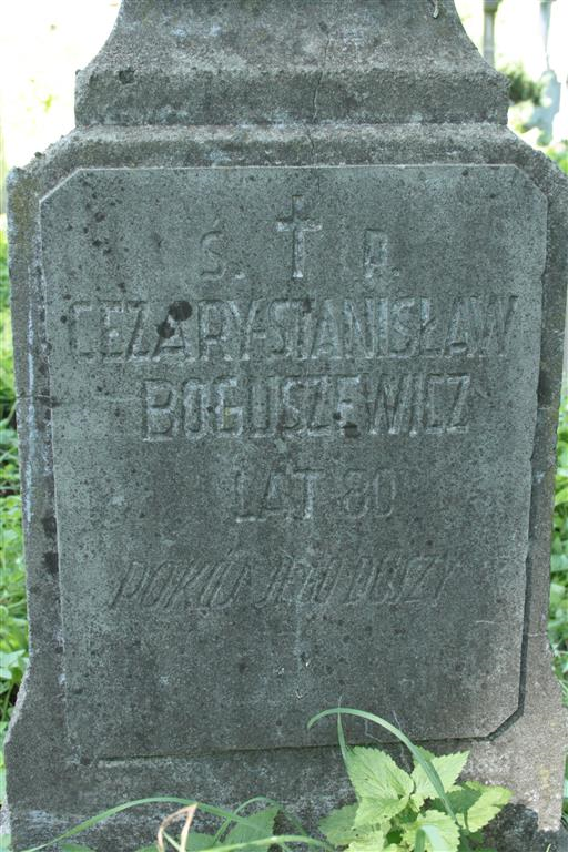 Inscription on the gravestone of Cezary Boguszewicz, Ross Cemetery in Vilnius, as of 2013