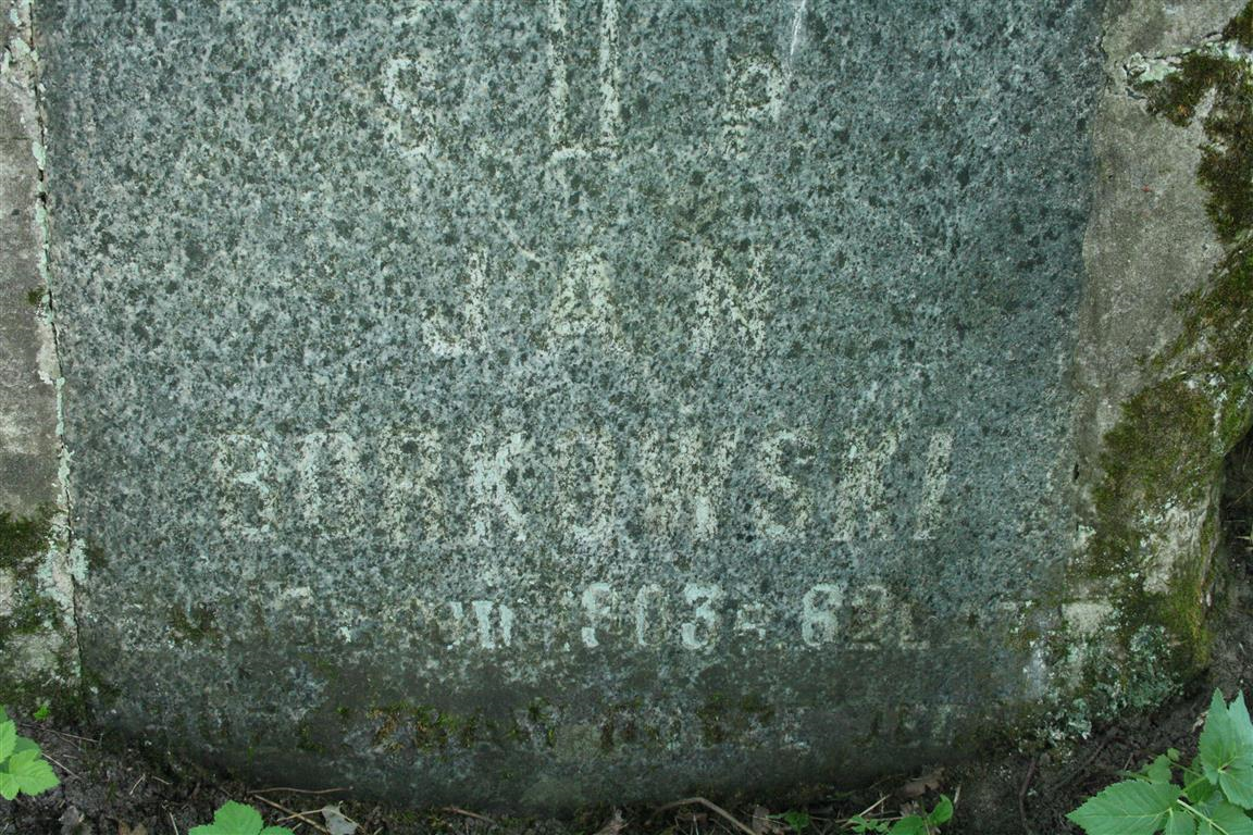 Inskrypcja na nagrobku Jana Borkowskiego, cmentarz na Rossie w Wilnie, stan z 2013