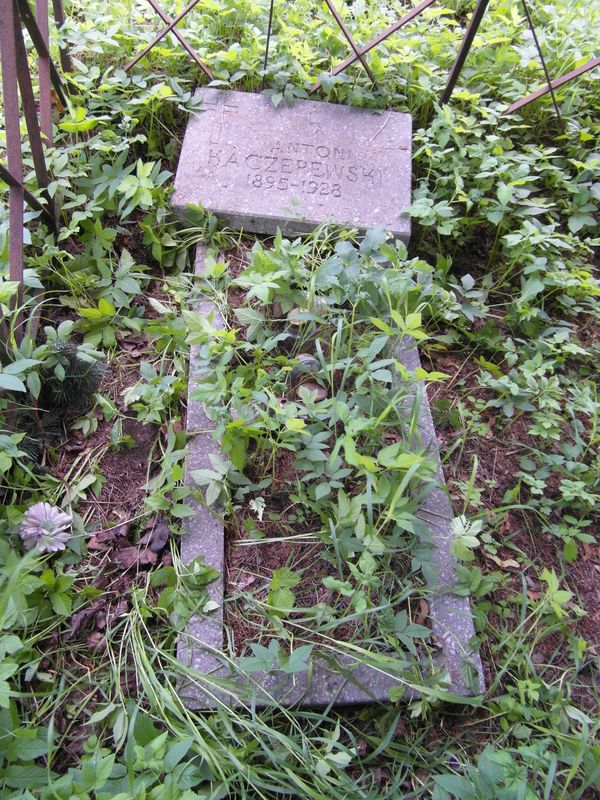 Fragment (1) nagrobka Antoniego Kaczerewskiego z cmentarza Na Rossie w Wilnie, stan z 2013