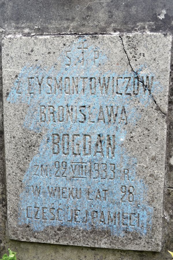 Tombstone of Bronislawa Bogdan, Rossa cemetery in Vilnius, as of 2013