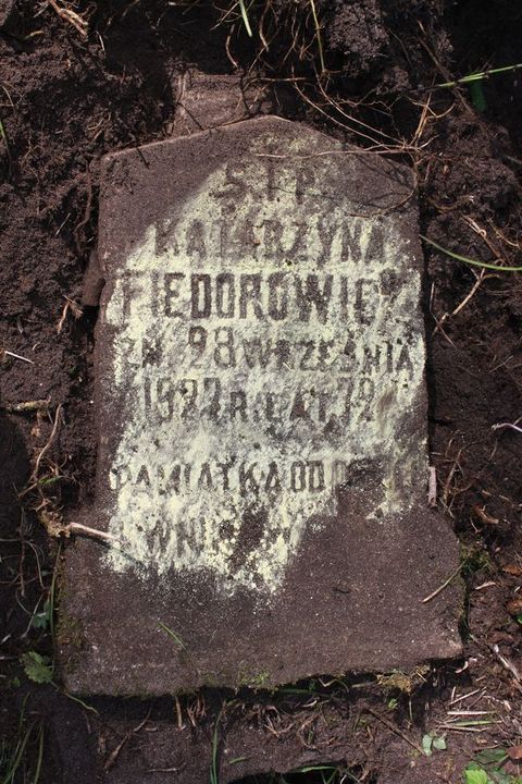 Fragment nagrobka Katarzyny Fiedorowicz z cmentarza na Rossie w Wilnie, stan z 2013 r.