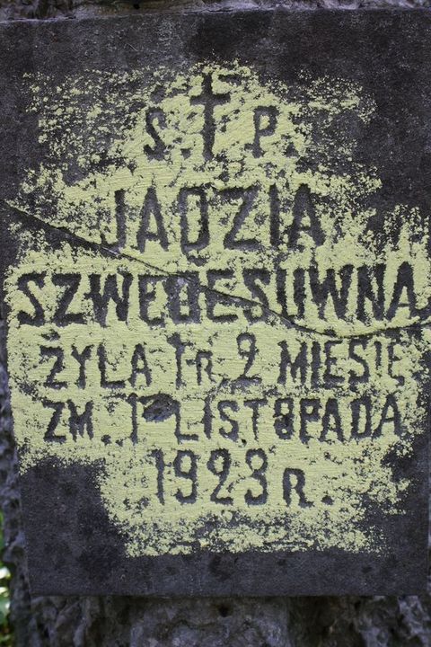 Fragment of the gravestone of Jadwiga Szwedes from the Ross Cemetery in Vilnius, as of 2013.
