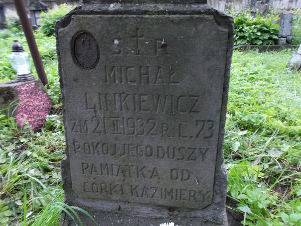 Tombstone of Michał Linkiewicz, Ross Cemetery in Vilnius, as of 2013.