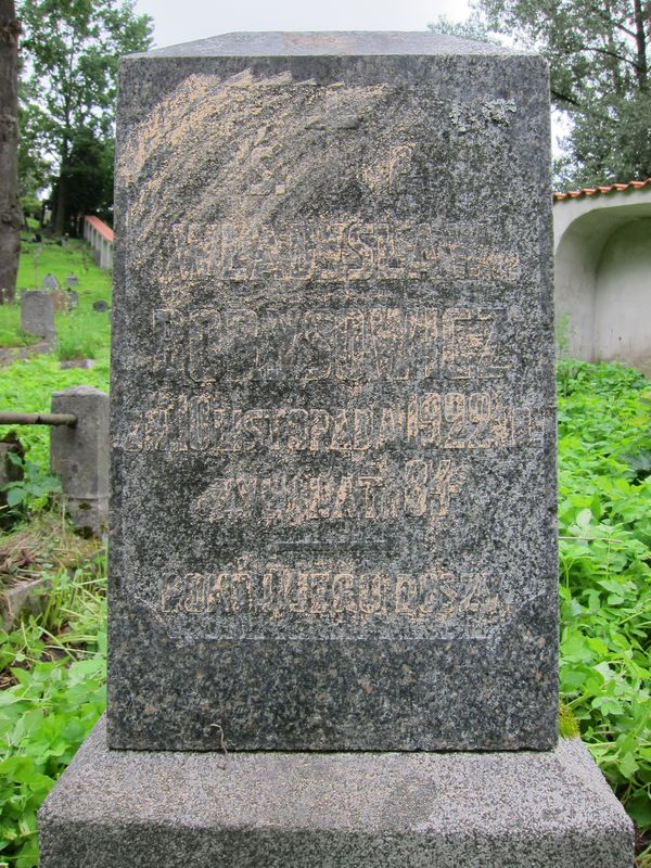 Inscription on the gravestone of Władysław Borysowicz, Ross Cemetery in Vilnius, as of 2013