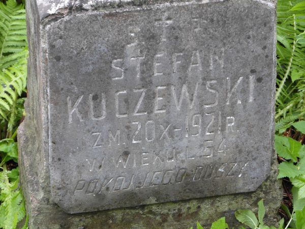 Inskrypcja nagrobka Stefana Kuczewskiego, cmentarz Na Rossie w Wilnie, stan z 2013