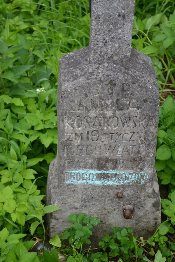 A fragment of Aniela Kosakowska's tombstone, Rossa cemetery, Vilnius, 2013