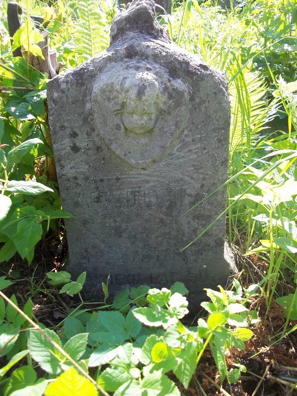A fragment of the gravestone of Marta Gucajtis, Rossa cemetery in Vilnius, state of 2013