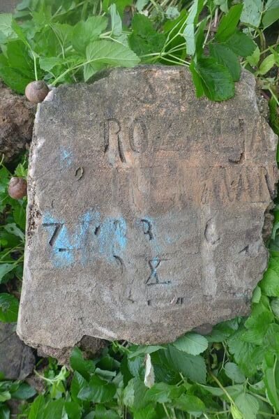 Inskrypcja z nagrobka Rozalii H[er]man,  cmentarz Na Rossie w Wilnie, stan z 2013 r.