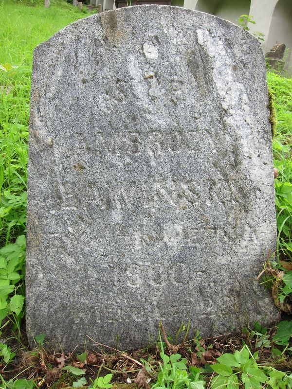 Inscription on the gravestone of Ambroży Ławiński, Ross Cemetery in Vilnius, as of 2013