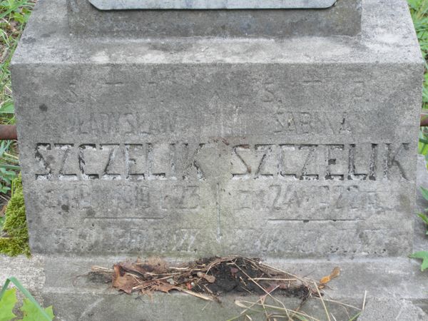 Inscription of the gravestone of the Szczelik family, Na Rossie cemetery in Vilnius, as of 2013