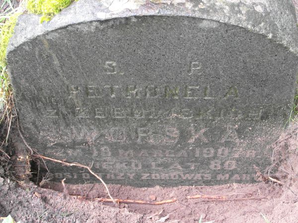 Gravestone inscription of Petronela Vorska, Na Rossie cemetery in Vilnius, as of 2013