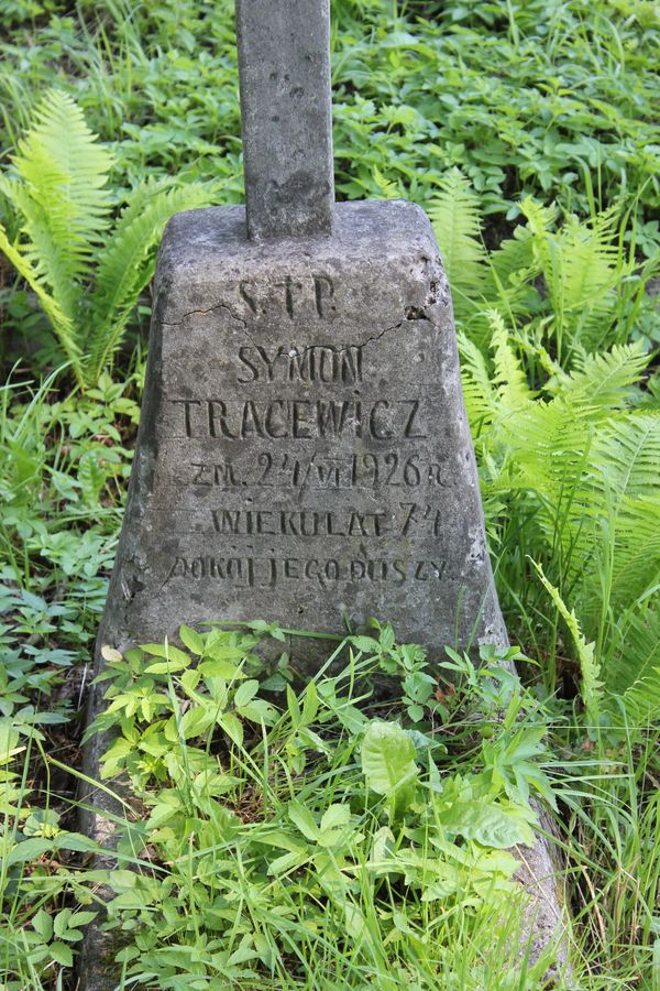Fragment nagrobka Szymona Tracewicza, cmentarz Na Rossie w Wilnie, stan z 2014 r.