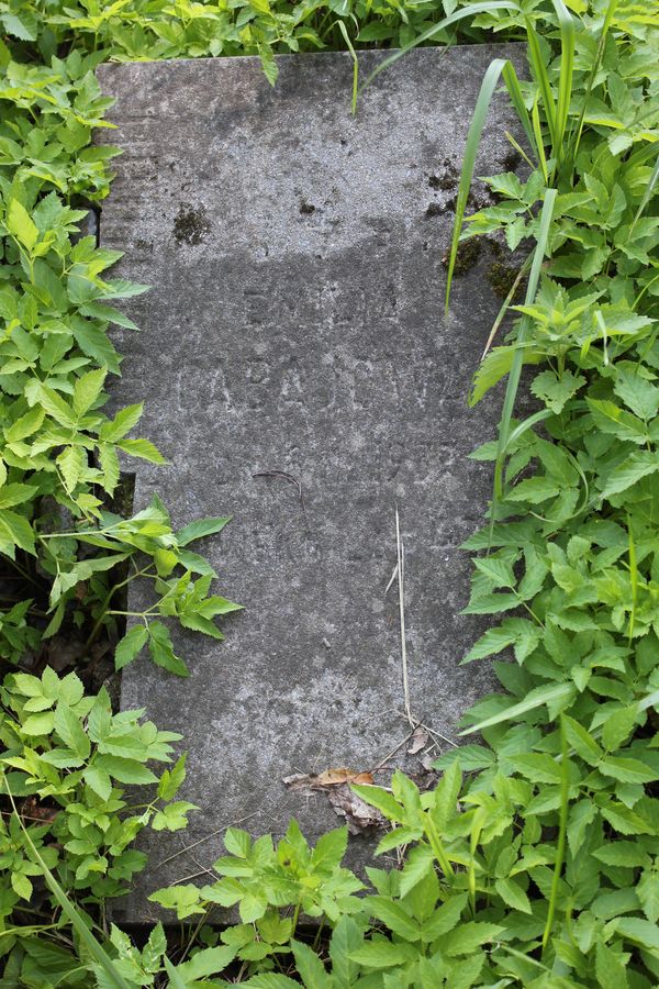 Fragment nagrobka Emilii Cabaj, cmentarz Na Rossie w Wilnie, stan z 2014 r.