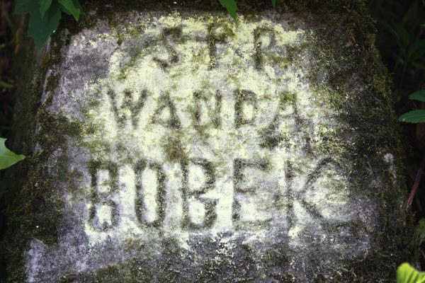 Fragment nagrobka Wandy Bobek z cmentarza na Rossie w Wilnie, stan z 2013 r.