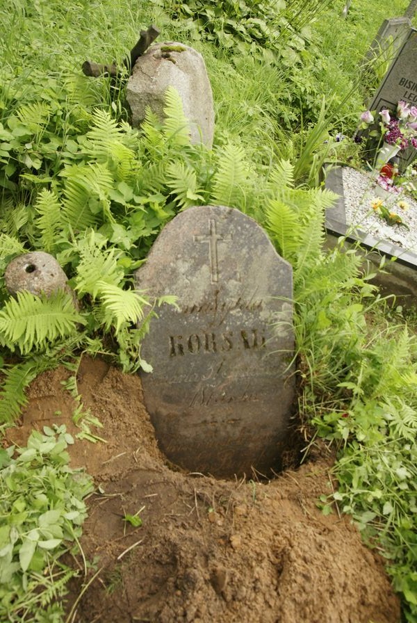 Graveside gravestone of Grasilda Korsak, Na Rossie cemetery in Vilnius, as of 2013