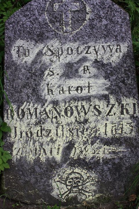 Fragment of Karol Romanowski's tombstone from the Ross Cemetery in Vilnius, as of 2013.