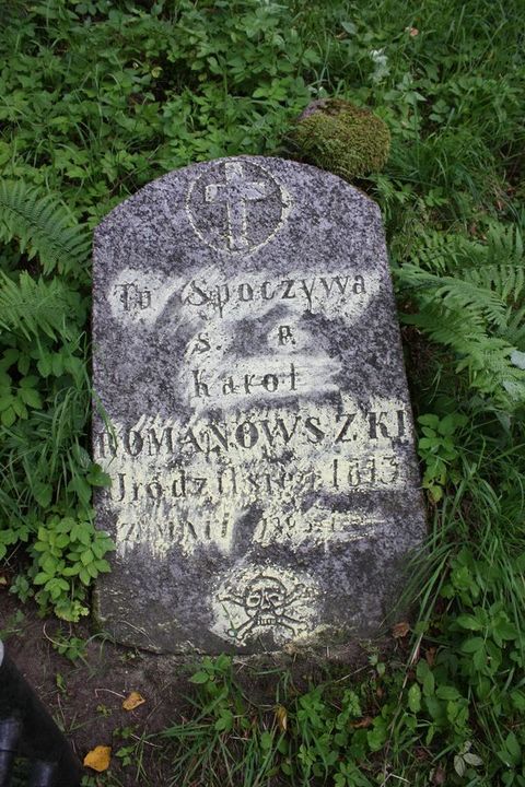 The tombstone of Karol Romanowski from the Ross Cemetery in Vilnius, as of 2013.