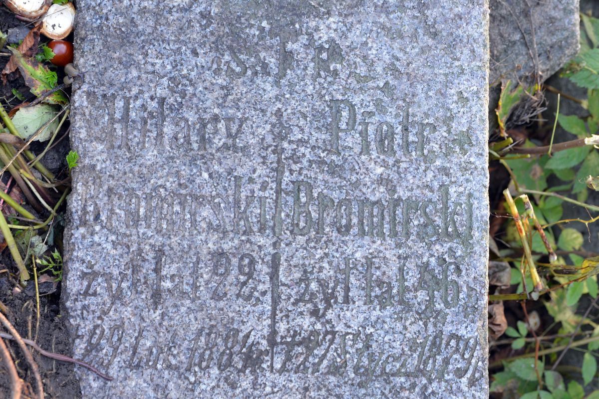 Inscription from the tombstone of Hilary and Piotr Bromirski