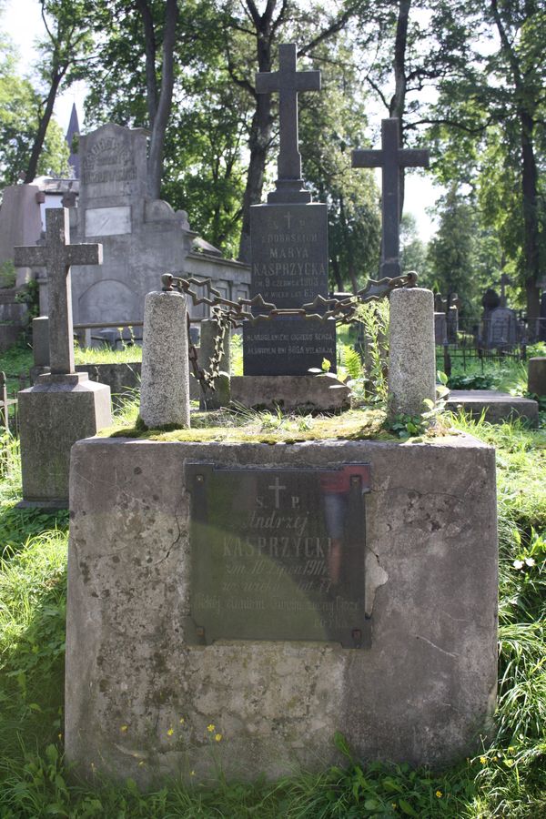 Nagrobek Andrzeja i Marii Kasprzyckich, cmentarz na Rossie w Wilnie, stan z 2013 r.