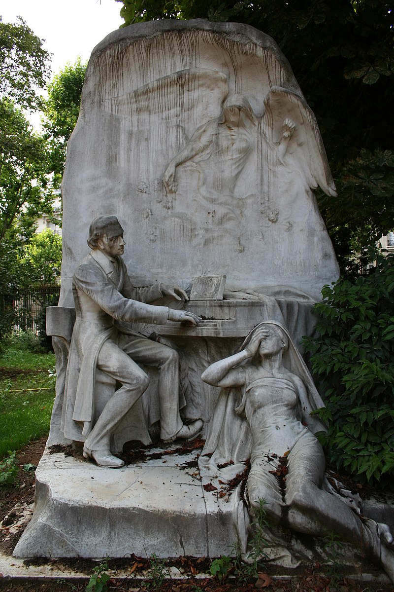 Fotografia przedstawiająca Pomnik  Chopina w parku Monceau