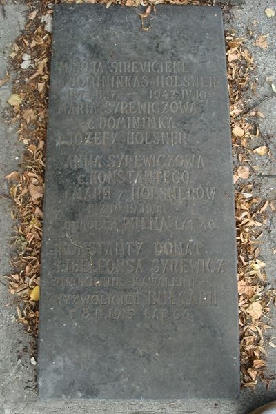 Fragment of a tombstone of the Syrewicz family, Na Rossie cemetery in Vilnius, as of 2013, Na Rossie cemetery in Vilnius, as of 2013