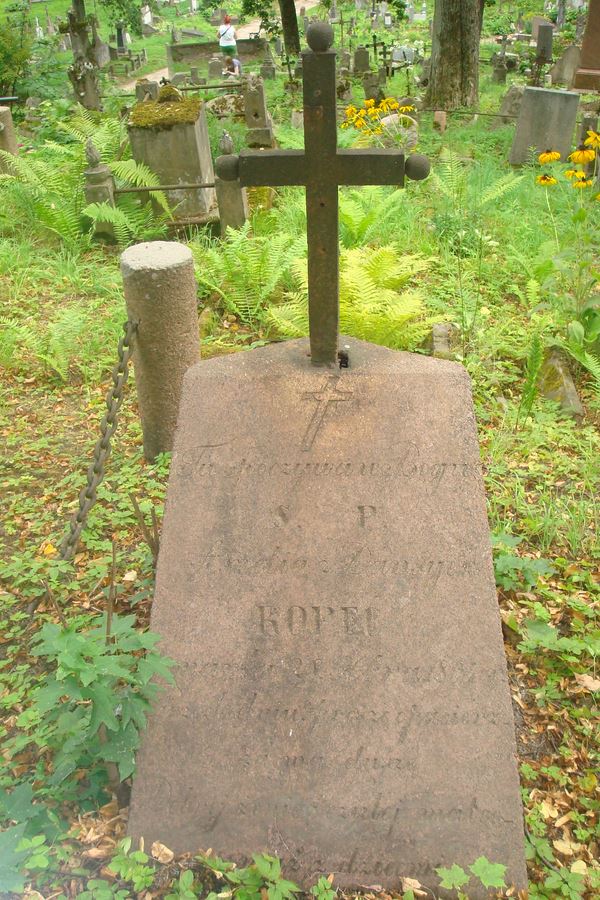 Tombstone of Amelia Kopeć, Na Rossie cemetery in Vilnius, as of 2013