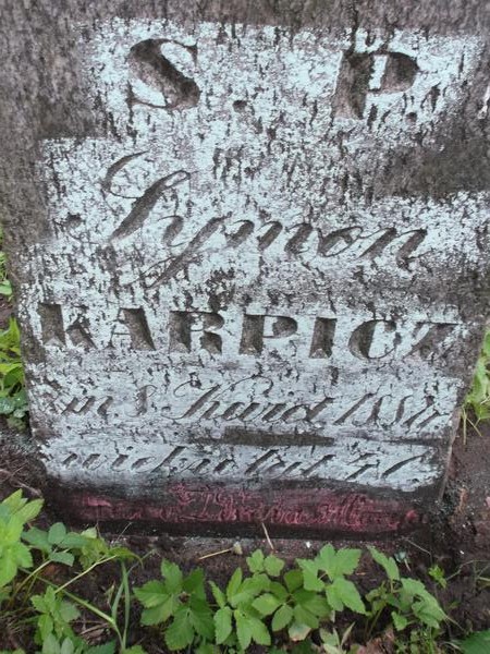 Tombstone inscription of Tymon Karpicz, Na Rossie cemetery in Vilnius, as of 2012