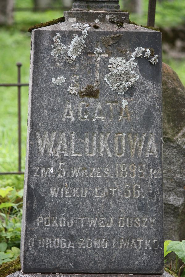 Fragment of Agata Valukova's gravestone, Na Rossa cemetery in Vilnius, as of 2014.
