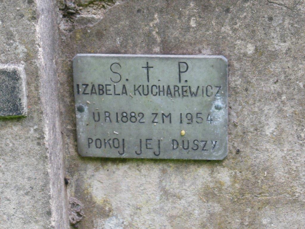 Fragment nagrobka Izabeli Kucharewicz i Anieli Paszuk z cmentarza na Rossie w Wilnie, stan z 2013 r.