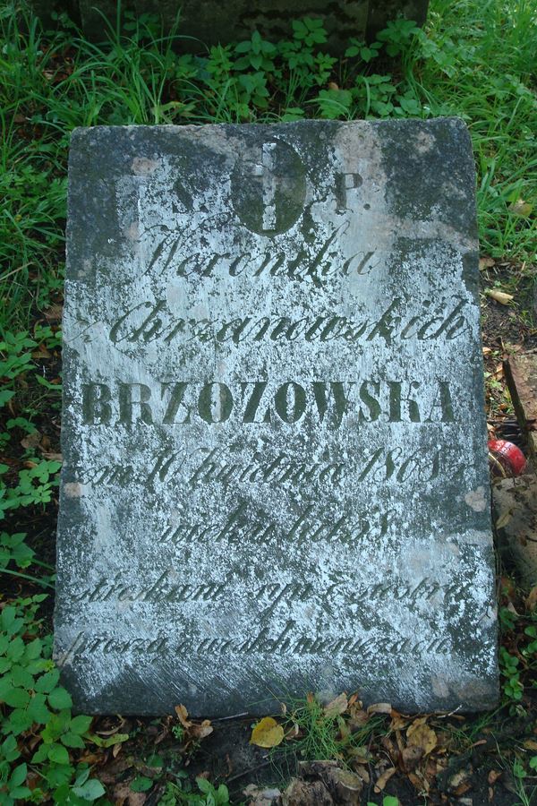 Tombstone of Veronika Brzozowska, Na Rossie cemetery in Vilnius, state of 2013