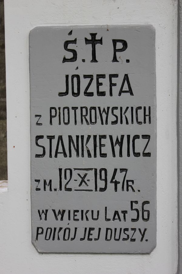 Detal grobowca Józefy Stankiewicz, cmentarz na Rossie w Wilnie, stan z 2013