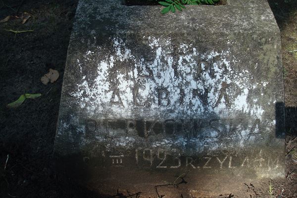 Fragment of a tombstone of Albina Perkowska, Na Rossie cemetery in Vilnius, as of 2013