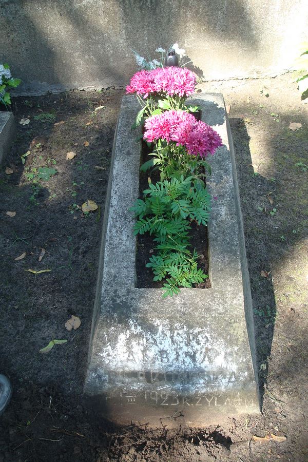 Tombstone of Albina Perkowska, Na Rossie cemetery in Vilnius, as of 2013
