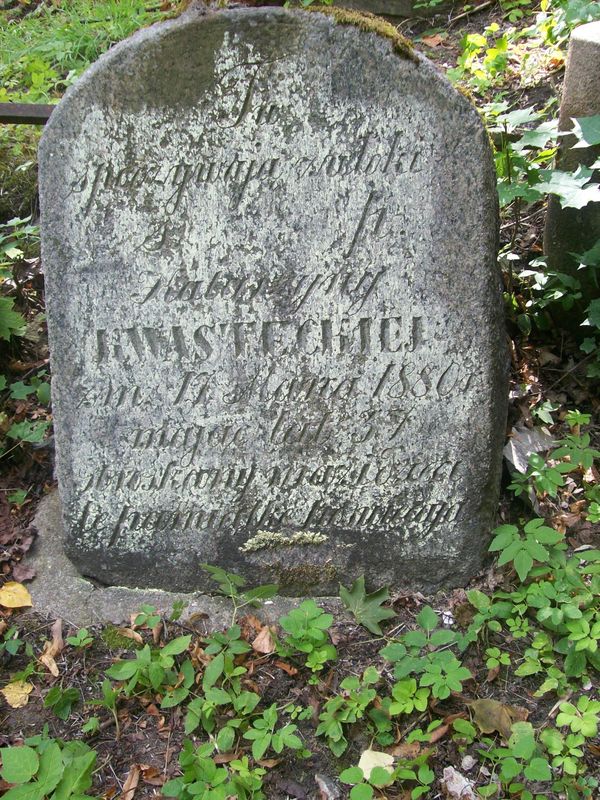 Fragment grobowca Katarzyny i Piotra Kwasteckich, cmentarz Na Rossie w Wilnie, stan z 2013