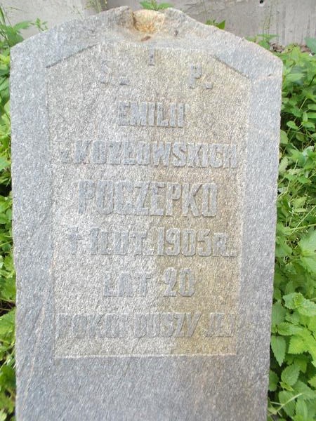 Inskrypcja nagrobka Emilii Poczepko, cmentarz Na Rossie w Wilnie, stan z 2012
