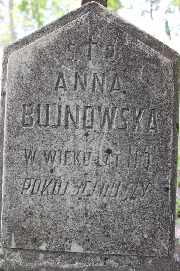Detail of Anna Bujnowska's tombstone, Rossa cemetery in Vilnius, as of 2013