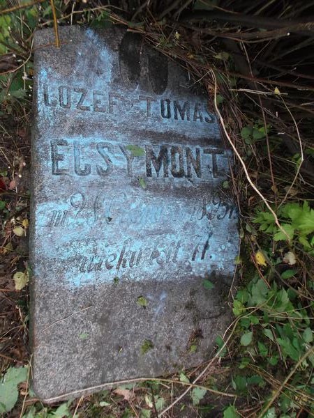 Inskrypcja nagrobka  Józefa Ejsymonta, cmentarz Na Rossie w Wilnie, stan z 2012