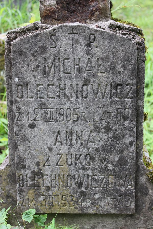 Fragment nagrobka Anny i Michała Olechnowiczów, cmentarz na Rossie w Wilnie, stan z 2013