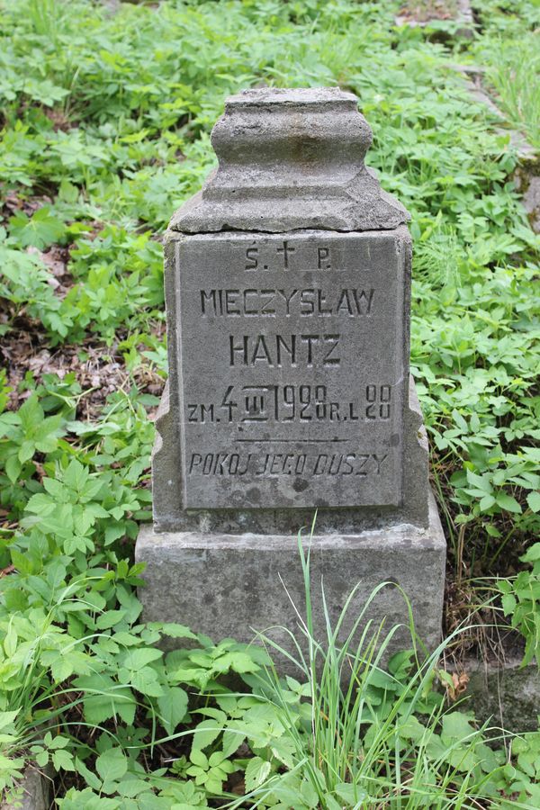 Fragment nagrobka Mieczysława Hantza, cmentarz na Rossie w Wilnie, stan z 2013