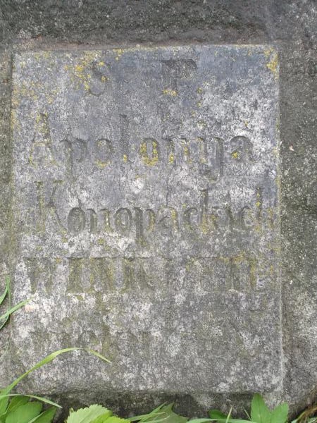 Gravestone inscription of Apolonia Winkler, Na Rossie cemetery in Vilnius, as of 2012