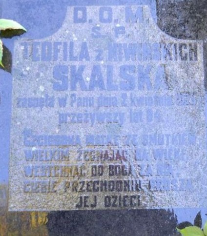 Napis z nagrobka Teofili Skalskiej