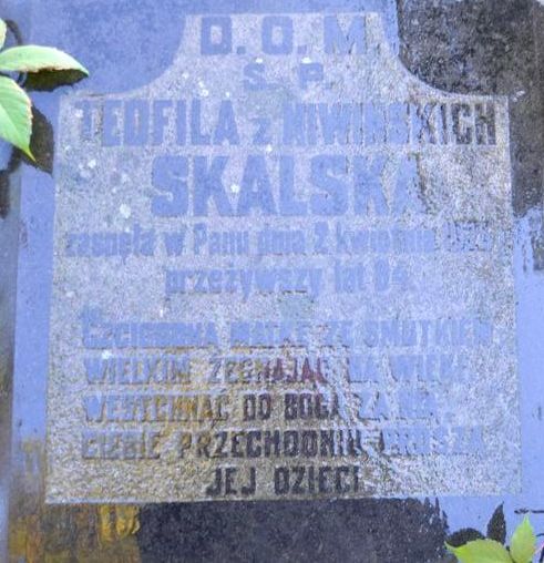 Inscription from the tombstone of Teofila Skalska