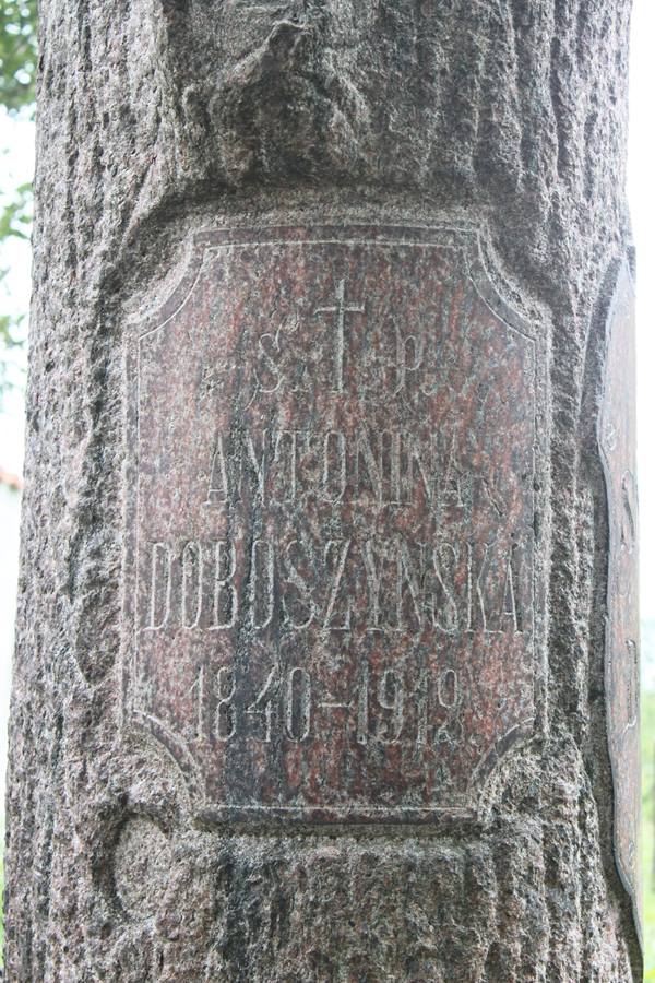 Inscription on the gravestone of Antonina and Sylvester Doboszynski, Na Rossie cemetery in Vilnius, as of 2013