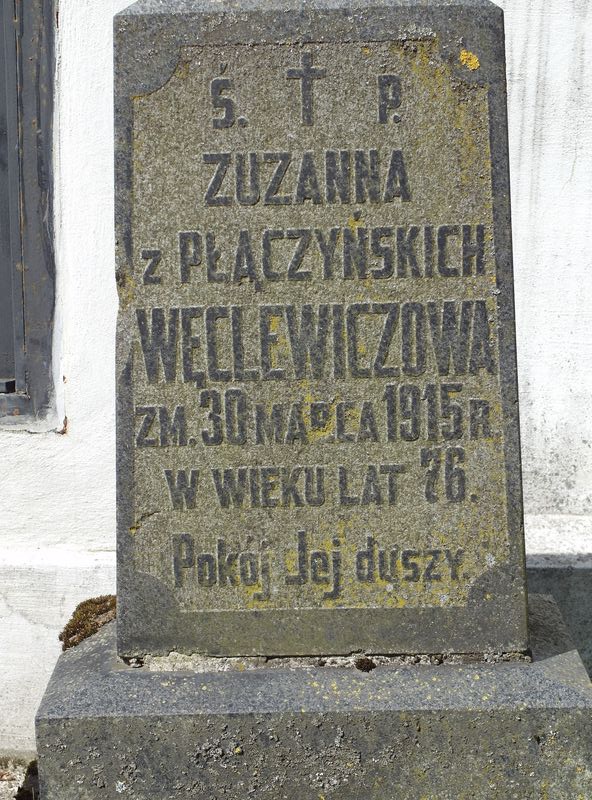 Inskrypcja na nagrobku Zuzanny Węclewicz, cmentarz na Rossie w Wilnie, stan z 2013