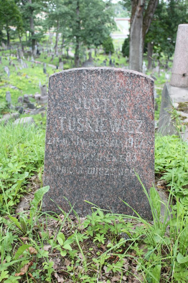 Tombstone of Justyn Tuskevich, Ross cemetery in Vilnius, as of 2013.