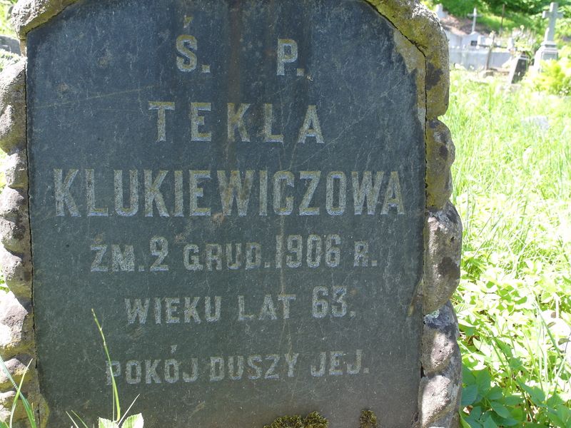 Tekla Klukiewicz's tombstone from the Ross cemetery in Vilnius, as of 2014.