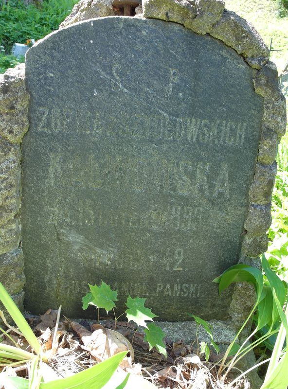 Nagrobek Zofii Kalinowskiej z cmentarza na Rossie w Wilnie, stan z 2015 r.