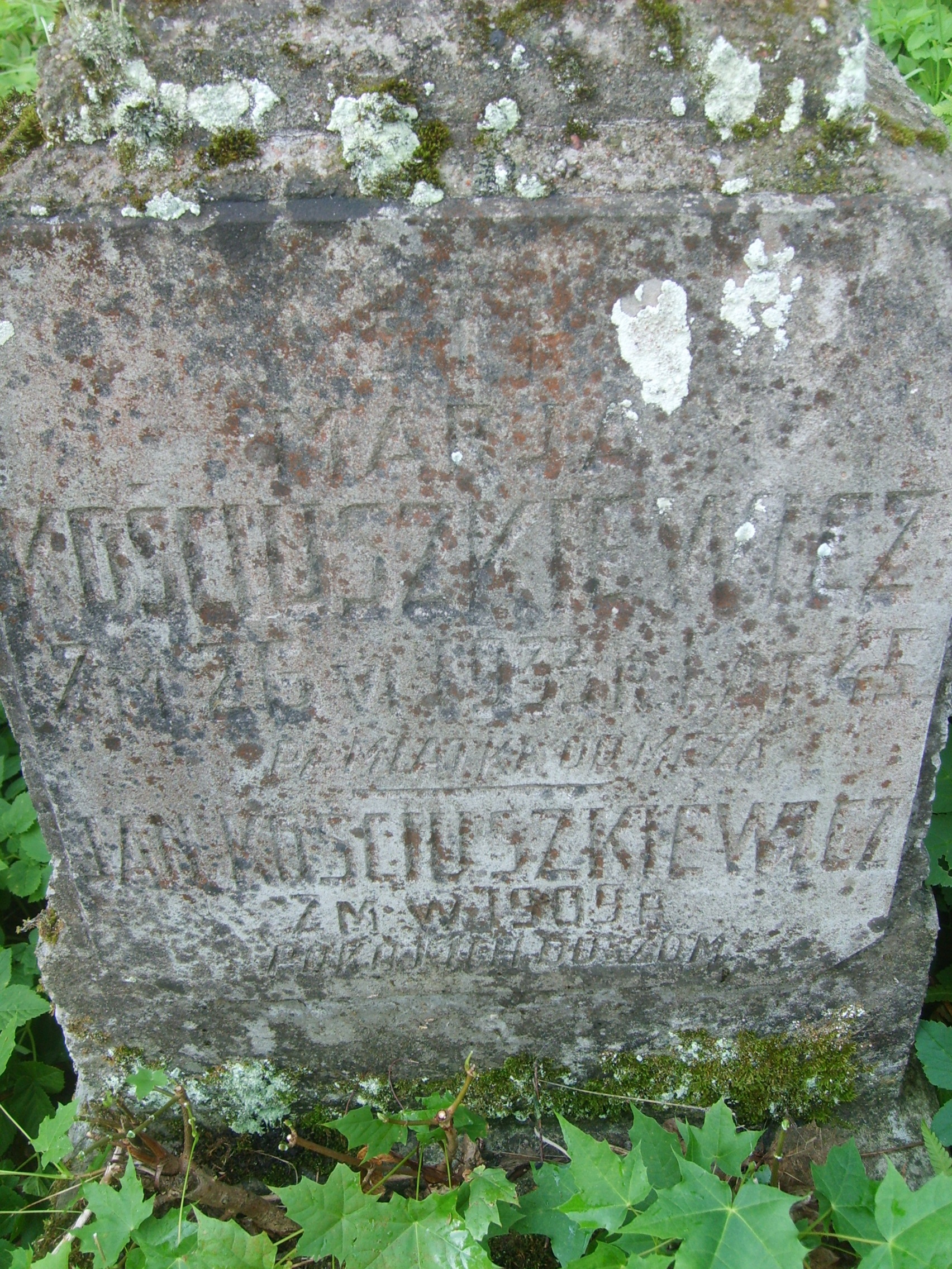 Fragment of the tombstone of Jan and Maria Kosciuszkiewicz from the Ross Cemetery in Vilnius, as of 2013.